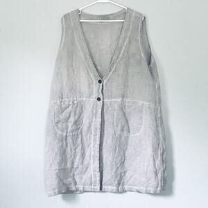 M Babyruy Vest Size Large Gray 100% Cotton Lagenlook Relaxed Coastal